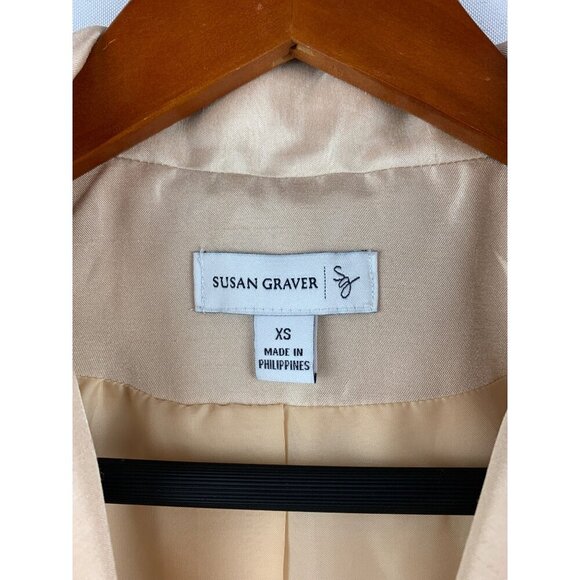 Susan Graver XS Womens Blazer Jacket Satin Look Polyester Beige - Picture 4 of 5